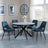 Bronx Grey Concrete Effect 4 Seater Round Dining Set with Spider Legs - 4 Peyton Blue Fabric Dining Chair-2