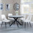 Bronx Grey Concrete Effect 4 Seater Round Dining Set with Spider Legs - 4 Peyton Cream Fabric Dining Chair-4