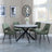 Bronx Grey Concrete Effect 4 Seater Round Dining Set with Spider Legs - 4 Peyton Green Fabric Dining Chair-3