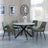 Ezra Grey Concrete 4 Seater Round Dining Set with Spider Legs - 4 Peyton Green Fabric Dining Chair-4