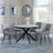 Bronx Grey Concrete Effect 4 Seater Round Dining Set with Spider Legs - 4 Peyton Grey Fabric Dining Chair