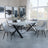 Ezra Grey Concrete Dining Set with Cross Legs - Ace Grey Fabric Swivel Dining Chair-2