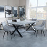 Ezra Grey Concrete Dining Set with Cross Legs - Ace Grey Fabric Swivel Dining Chair-2