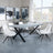 Ezra Grey Concrete Dining Set with Cross Legs - Arctic Cream Velvet Fabric Swivel Dining Chair-4