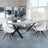Ezra Grey Concrete Dining Set with Cross Legs - Arctic Cream Velvet Fabric Swivel Dining Chair-4
