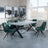 Ezra Grey Concrete Dining Set with Cross Legs - Arctic Green Velvet Fabric Swivel Dining Chair
