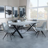 Ezra Grey Concrete Dining Set with Cross Legs - Arctic Grey Velvet Fabric Swivel Dining Chair-2