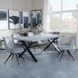 Ezra Grey Concrete Dining Set with Cross Legs - Arctic Grey Velvet Fabric Swivel Dining Chair