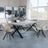Ezra Grey Concrete Dining Set with Cross Legs - Ion Beige Velvet Fabric Swivel Dining Chair-2