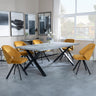 Ezra Grey Concrete Dining Set with Cross Legs - Ion Mustard Velvet Fabric Swivel Dining Chair-4