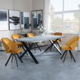 Ezra Grey Concrete Dining Set with Cross Legs - Ion Mustard Velvet Fabric Swivel Dining Chair