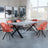Ezra Grey Concrete Dining Set with Cross Legs - Ion Orange Velvet Fabric Swivel Dining Chair-3