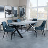 Ezra Grey Concrete Dining Set with Cross Legs - Peyton Blue Fabric Dining Chair-3