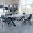 Ezra Grey Concrete Dining Set with Cross Legs - Peyton Blue Fabric Dining Chair