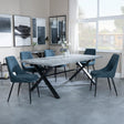 Ezra Grey Concrete Dining Set with Cross Legs - Peyton Blue Fabric Dining Chair