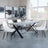 Ezra Grey Concrete Dining Set with Cross Legs - Peyton Cream Fabric Dining Chair-4