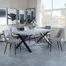 Ezra Grey Concrete Dining Set with Cross Legs - Peyton Grey Fabric Dining Chair-3