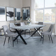 Ezra Grey Concrete Dining Set with Cross Legs - Peyton Grey Fabric Dining Chair