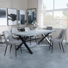Ezra Grey Concrete Dining Set with Cross Legs - Peyton Grey Fabric Dining Chair