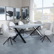 Bronx Grey Concrete Effect Dining Set with Cross Legs - Theo Grey Fabric Swivel Dining Chair