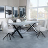 Bronx Grey Concrete Effect Dining Set with Cross Legs - Theo Grey Fabric Swivel Dining Chair