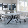 Ezra Grey Concrete Dining Set with Spider Legs - Ace Beige Fabric Swivel Dining Chair