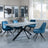 Ezra Grey Concrete Dining Set with Spider Legs - Arctic Blue Velvet Fabric Swivel Dining Chair-3