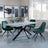 Ezra Grey Concrete Dining Set with Spider Legs - Arctic Green Velvet Fabric Swivel Dining Chair-2
