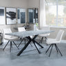 Bronx Grey Concrete Effect Dining Set with Spider Legs - Boden Cream Fabric Swivel Dining Chair-2