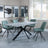 Bronx Grey Concrete Effect Dining Set with Spider Legs - Boden Green Fabric Swivel Dining Chair-4
