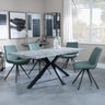 Bronx Grey Concrete Effect Dining Set with Spider Legs - Boden Green Fabric Swivel Dining Chair-4