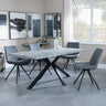 Bronx Grey Concrete Effect Dining Set with Spider Legs - Boden Grey Fabric Swivel Dining Chair-6