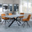 Bronx Grey Concrete Effect Dining Set with Spider Legs - Boden Orange Fabric Swivel Dining Chair-3