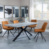 Bronx Grey Concrete Effect Dining Set with Spider Legs - Boden Orange Fabric Swivel Dining Chair-3
