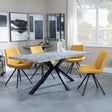 Bronx Grey Concrete Effect Dining Set with Spider Legs - Boden Yellow Fabric Swivel Dining Chair