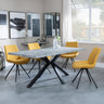 Bronx Grey Concrete Effect Dining Set with Spider Legs - Boden Yellow Fabric Swivel Dining Chair