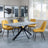 Ezra Grey Concrete Dining Set with Spider Legs - Darwin Yellow Fabric Dining Chair-4