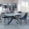 Ezra Grey Concrete Dining Set with Spider Legs - Peyton Blue Fabric Dining Chair-2