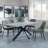 Ezra Grey Concrete Dining Set with Spider Legs - Peyton Green Fabric Dining Chair