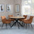 Ezra Oak 4 Seater Round Dining Set with Black Spider Legs - 4 Ace Orange Fabric Swivel Dining Chair