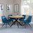Bronx Industrial Oak Effect 4 Seater Round Dining Set with Spider Legs - 4 Arctic Blue Velvet Fabric Swivel Dining Chair-3