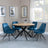 Ezra Oak 4 Seater Round Dining Set with Black Spider Legs - 4 Arctic Blue Velvet Fabric Swivel Dining Chair-3