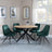 Bronx Industrial Oak Effect 4 Seater Round Dining Set with Spider Legs - 4 Arctic Green Velvet Fabric Swivel Dining Chair