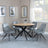 Bronx Industrial Oak Effect 4 Seater Round Dining Set with Spider Legs - 4 Arctic Grey Velvet Fabric Swivel Dining Chair-2