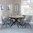 Ezra Oak 4 Seater Round Dining Set with Black Spider Legs - 4 Arctic Grey Velvet Fabric Swivel Dining Chair