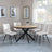 Bronx Industrial Oak Effect 4 Seater Round Dining Set with Spider Legs - 4 Corona Beige Fabric Dining Chair-2