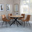 Bronx Industrial Oak Effect 4 Seater Round Dining Set with Spider Legs - 4 Corona Brown Fabric Dining Chair-8