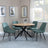 Bronx Industrial Oak Effect 4 Seater Round Dining Set with Spider Legs - 4 Darwin Green Fabric Dining Chair-4