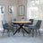 Bronx Industrial Oak Effect 4 Seater Round Dining Set with Spider Legs - 4 Darwin Grey Fabric Dining Chair-6