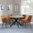 Bronx Industrial Oak Effect 4 Seater Round Dining Set with Spider Legs - 4 Darwin Orange Fabric Dining Chair-3